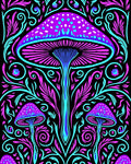 Vibrant Neon Mushroom Swirl Harmony Rug