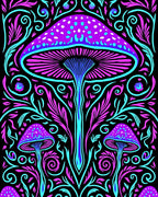 Vibrant Neon Mushroom Swirl Harmony Rug