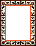 Bold Orange Tribal Creatures Border Rug