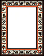 Bold Orange Tribal Creatures Border Rug