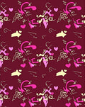 Crimson Pink Yellow Abstract Hearts Swirls Rug