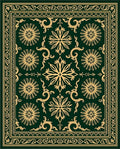 Deep Emerald Golden Floral Arrangement Rug