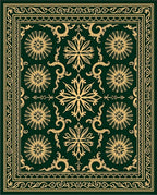 Deep Emerald Golden Floral Arrangement Rug
