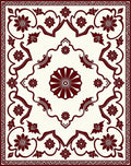 Deep Red Floral Symmetry Arrangement Rug