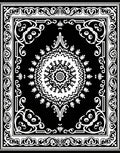 Black White Mandala Floral Border Rug