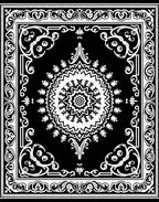Black White Mandala Floral Border Rug