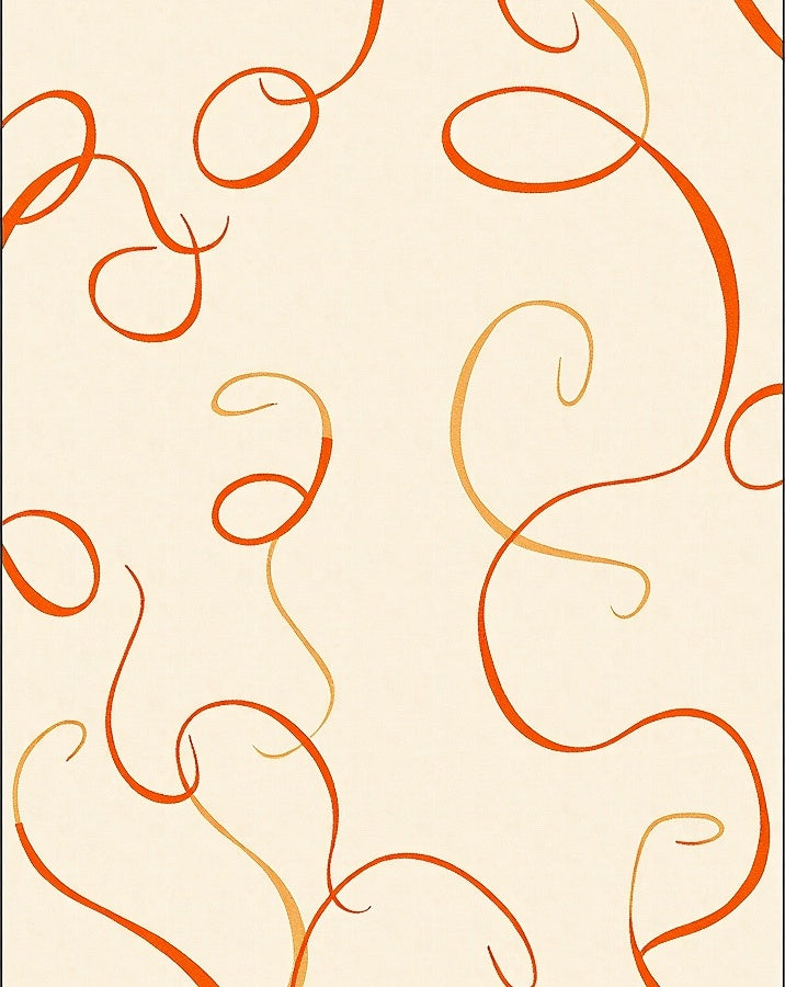 Cream and Ochre Swirl Vines Rug