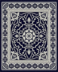 Dark Blue Classic Floral Medallion Rug