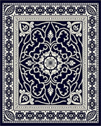 Dark Blue Classic Floral Medallion Rug