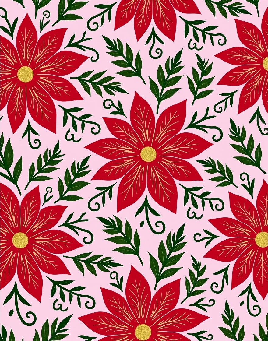 Red Poinsettia Floral Garden Rug