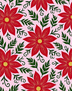 Red Poinsettia Floral Garden Rug