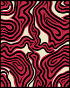 Crimson Black Wavy Abstract Rug
