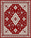 Rich Red Floral Medallion Classic Rug