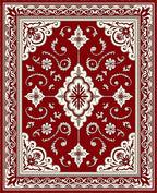 Rich Red Floral Medallion Classic Rug