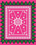 Hot Pink White Starburst Geometric Rug
