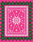 Hot Pink White Starburst Geometric Rug