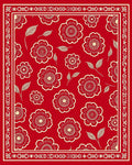 Crimson Floral Garden Frame Rug