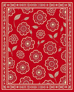 Crimson Floral Garden Frame Rug