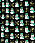 Cheerful Snowman Yellow Snowflake Black Rug