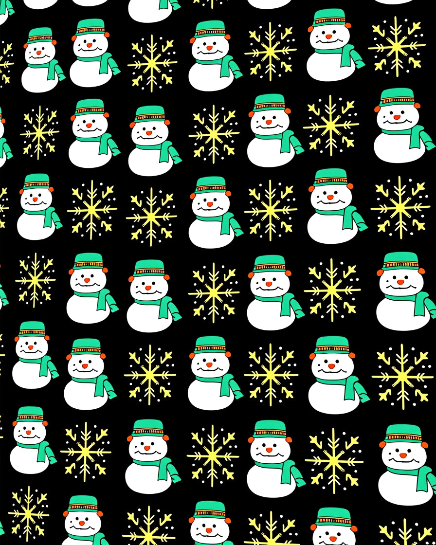 Cheerful Snowman Yellow Snowflake Black Rug