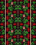 Emerald Green Red Black Geometric Bloom Rug