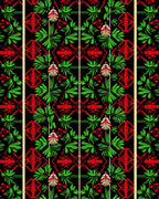 Emerald Green Red Black Geometric Bloom Rug