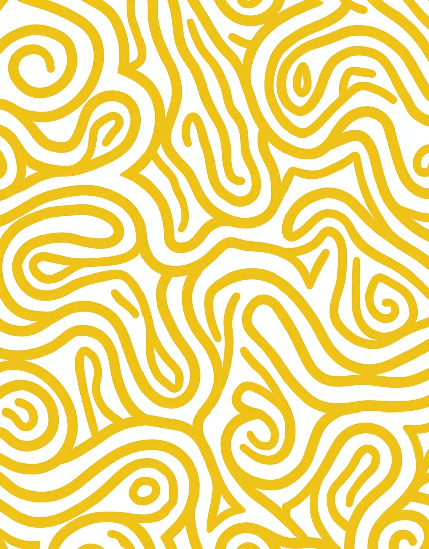 Golden Yellow Abstract Swirls Rug