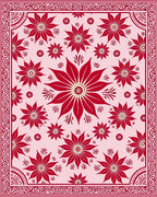 Rich Crimson Petal Bloom Framing Rug