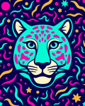 Cyan Jaguar Hearts Colorful Party Rug