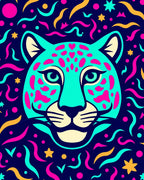 Cyan Jaguar Hearts Colorful Party Rug