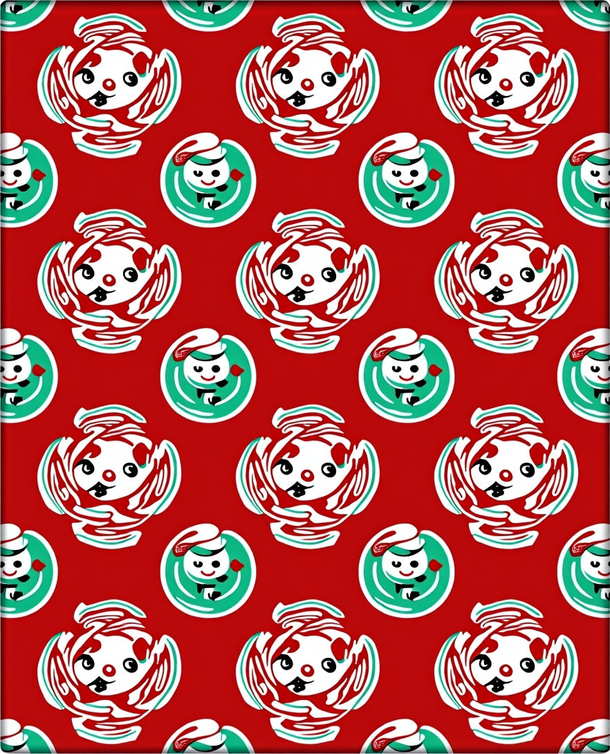 Retro Whimsical Clown Red Green Rug
