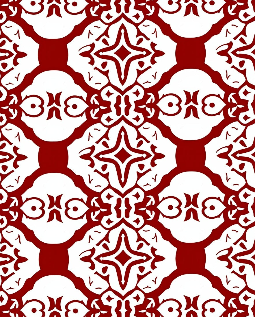 Rich Crimson Arch Medallion Rug