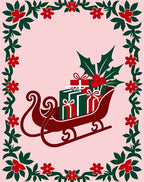 Festive Red Green Sleigh Gifts Garland Rug