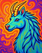Psychedelic Blue Goat Swirls Rug