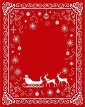 Festive Red Sleigh Star Snowflakes Rug