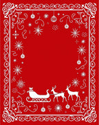 Festive Red Sleigh Star Snowflakes Rug