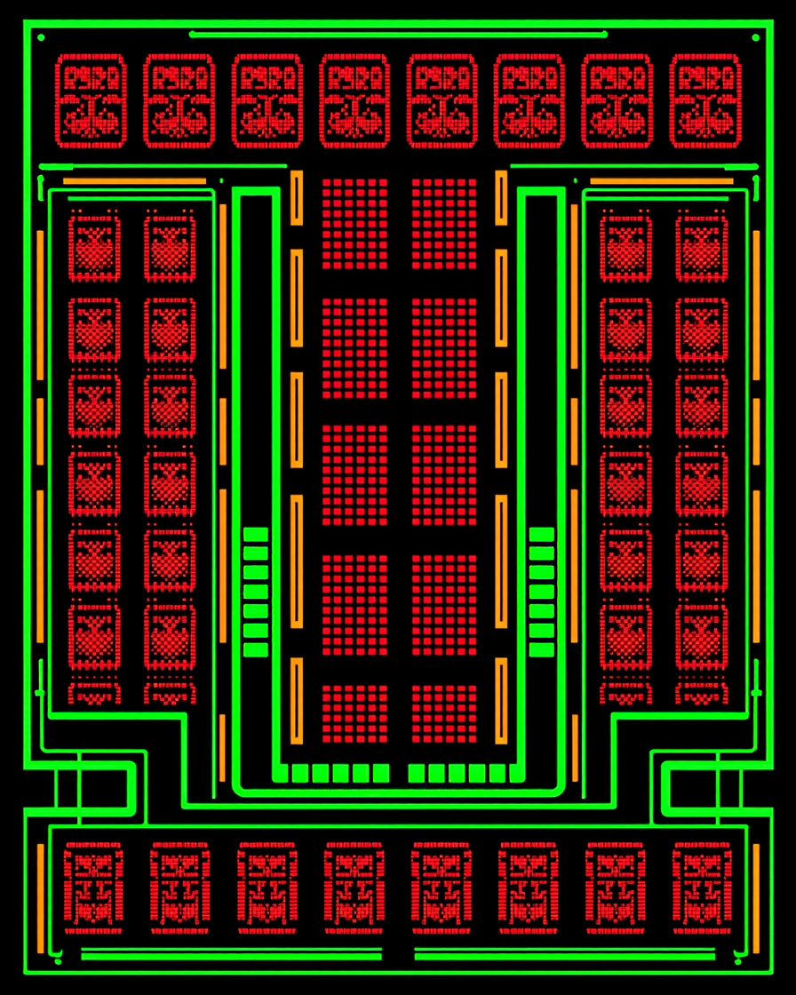Red Green Geometric Square Repeat Rug