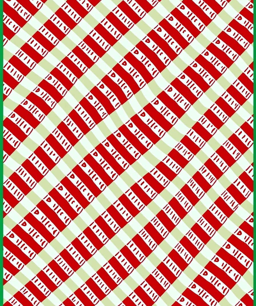 Red Green Striped Diagonal Gingham Rug