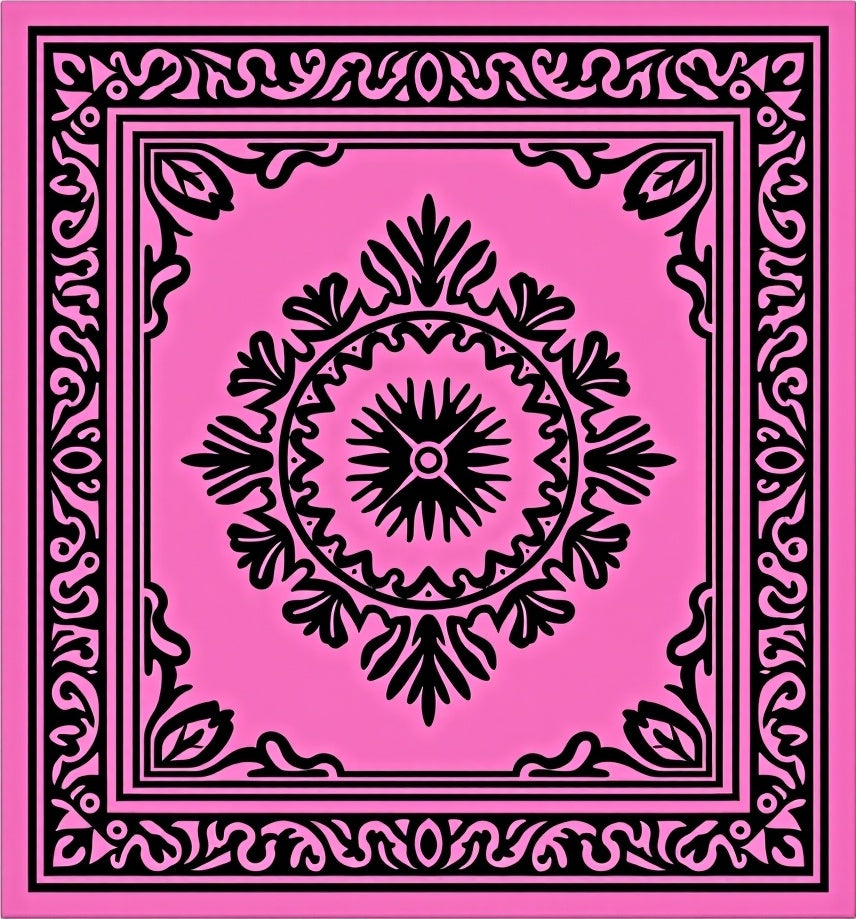 Bold Pink Botanical Medallion Rug