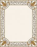 Ornate Gold Leaf Floral Border Rug