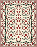 Crimson Ivory Floral Scroll Rug