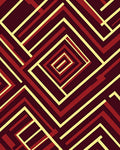 Crimson Yellow Geometric Maze Rug