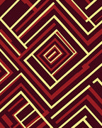 Crimson Yellow Geometric Maze Rug
