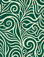 Deep Green Swirling Art Nouveau Flora Rug