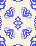 Abstract Blue Swirls on Cream Rug