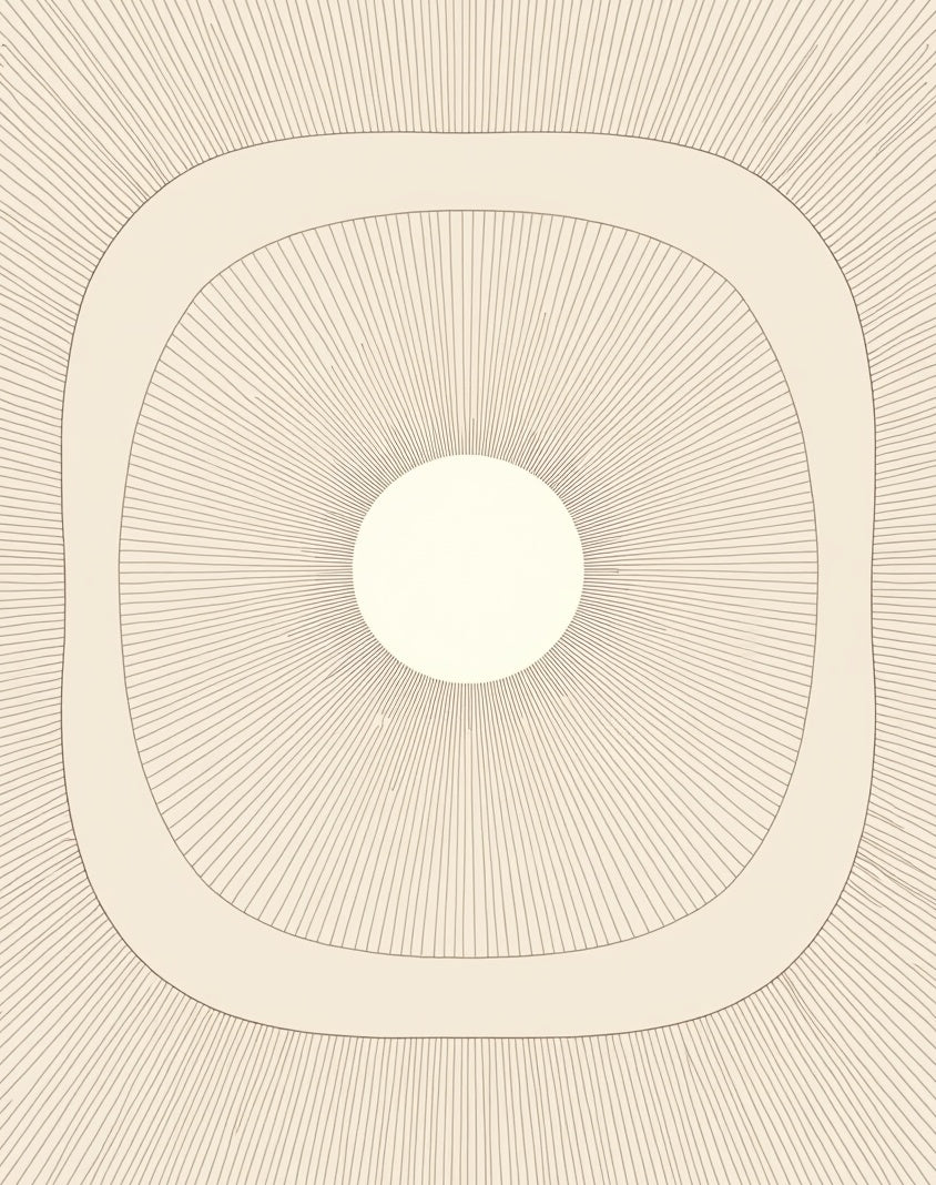 Cream Radiating Sunburst Frame Rug