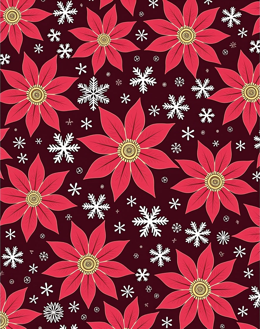 Crimson Poinsettia Snowflake Night Rug