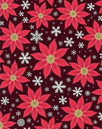 Crimson Poinsettia Snowflake Night Rug
