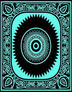 Teal Black Ornamental Medallion Rug