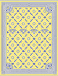 Yellow Blue Floral Lattice Border Rug